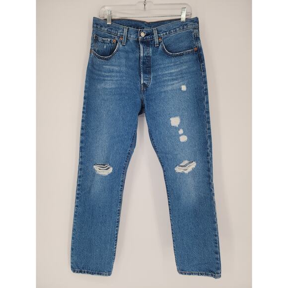 Levi's Distressed Button Fly Blue Jeans Men’s Size 30x30 - Picture 9 of 9